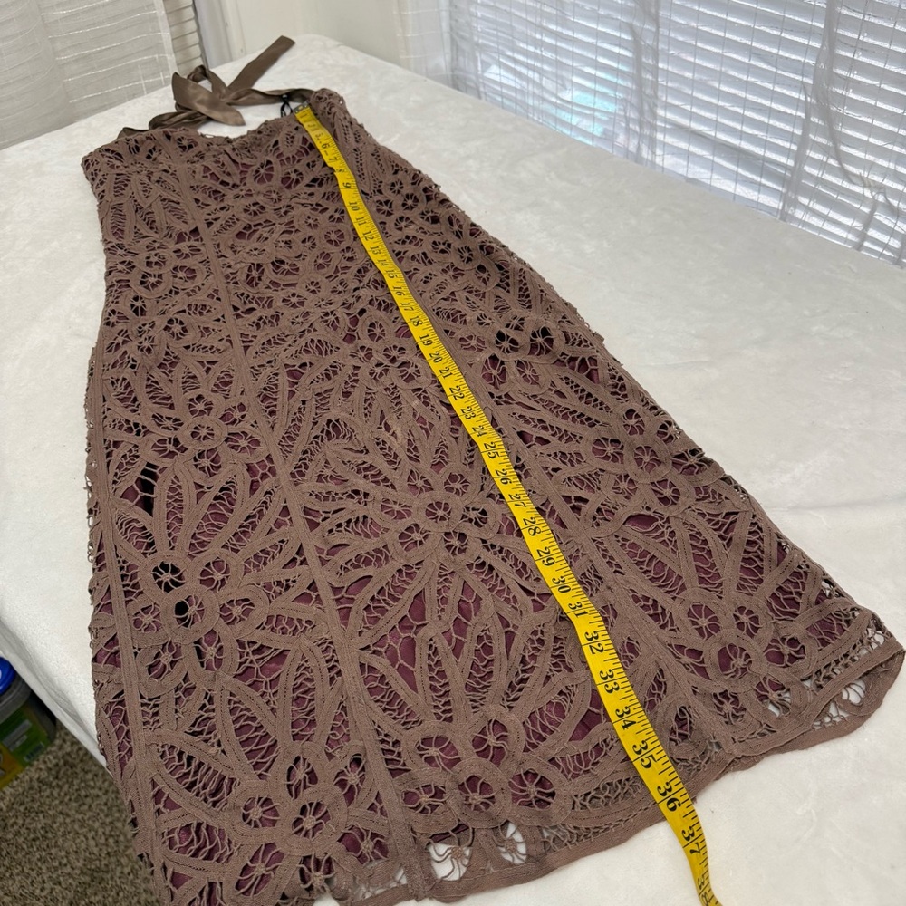 Vintage Betsey Johnson Y2K Crochet & Silk Strapless Halter Dress Size 6 - Picture 9 of 9